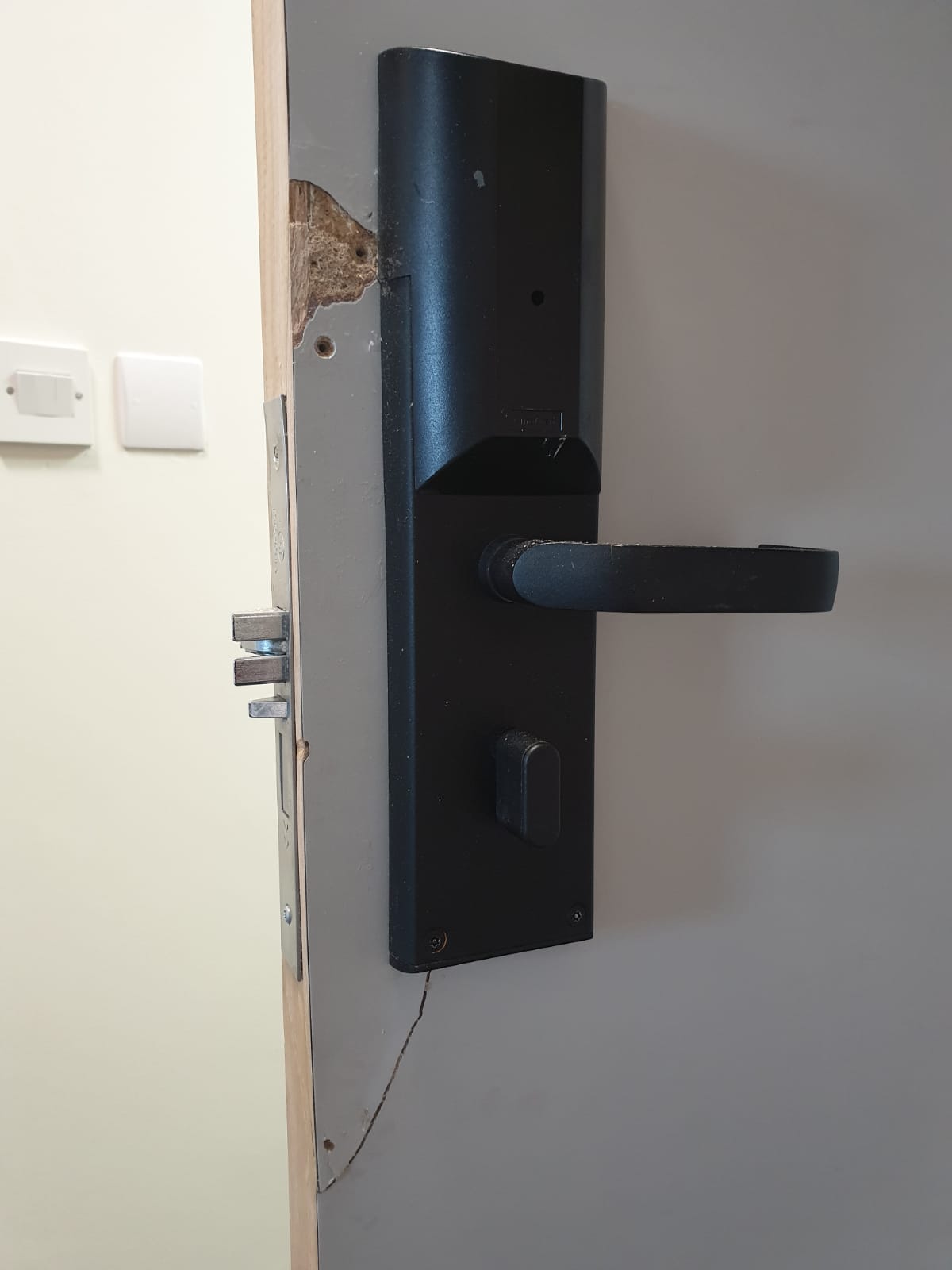 Door damage by handle